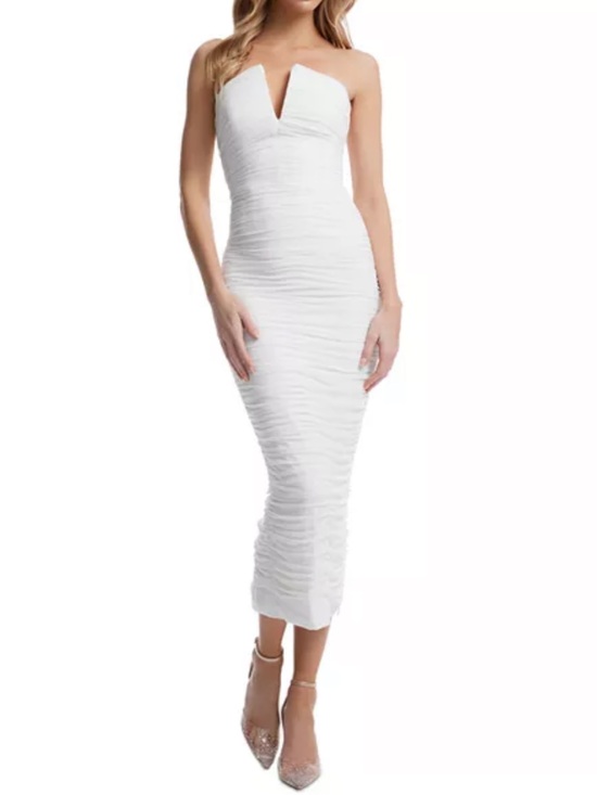 Dress the Population Dresses & Skirts - Dress the population NEW white ferra ruched strapless midi dress sz xs BRIDAL